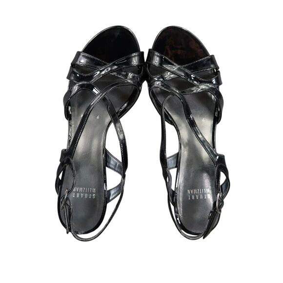 Stuart Weitzman Shoes Womens 9 Pump Slingback Strappy Heel Leather Fashion Black - Picture 8 of 16